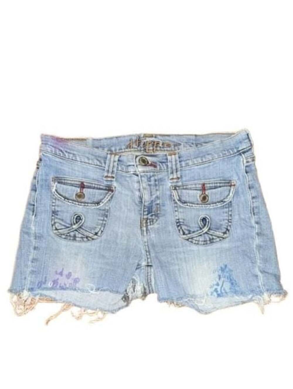 Hippie Denim Cutoff Shorts with Front Pockets Y2K Cotton